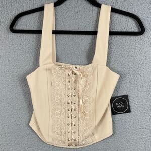 Madi Mase Women's Size XS Tank Top With Lace Up Front NWT